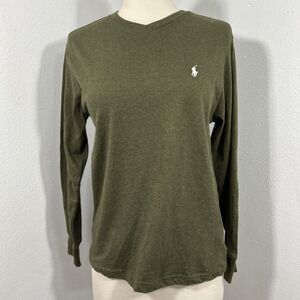 Polo Ralph Lauren Polo Shirt Youth M 10/12 Green Pony Regular Fit Long Sleeve